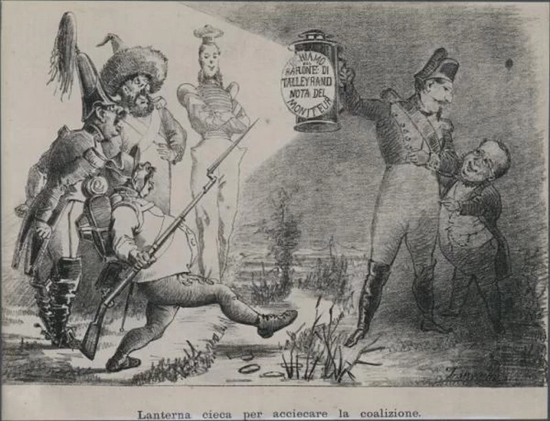Caricatura del conflitto tra l'esercito franco - piemontese e l'esercito austro, ungarico